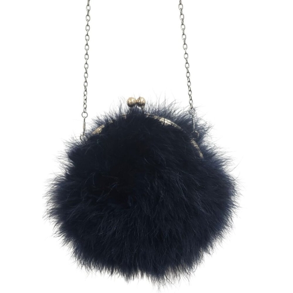Power Of Love Feather Purse In Navy windsorstore - Picture 2 of 11